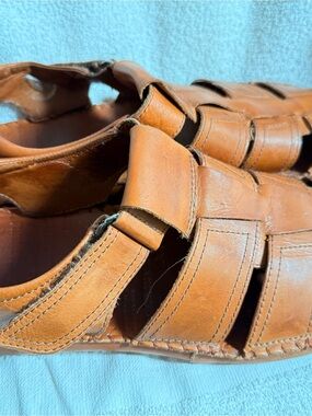 PIKOLINOS Men's Leather Fisherman Sandals in Cognac Brown
